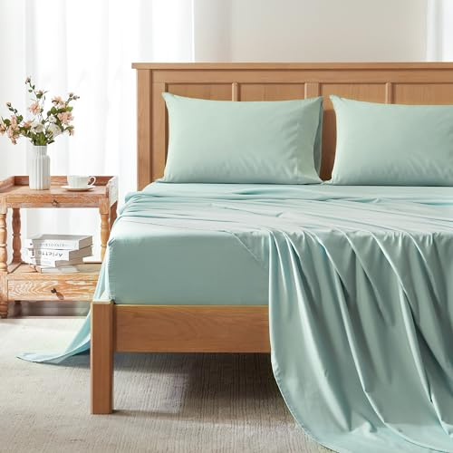 Comfort Spaces Coolmax - Set di lenzuola traspiranti morbide, resistenti allo sbiadimento, con tasca profonda elasticizzata, per materassi fino a 40,6 cm, lenzuola rinfrescanti per sudorazioni