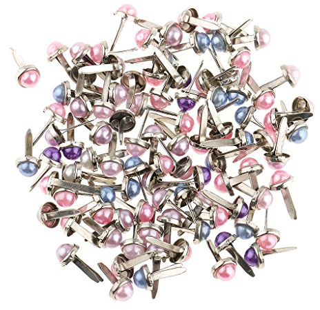 FITYLE 200 Mini Brads Strassklammern Rundkopfklammern Kopfklammern Musterbeutelklammern Verschlussklammern, Mischfarbe, 6mm
