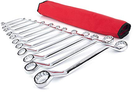 SI FANG 12Pcs 45 Degree Double Offset Box End Wrench Set Ring Spanner Wrenches Set 6mm-32mm with Roll-up Storage Pouch Metric Car Repair Tools Offset Ratcheting Wrench Set