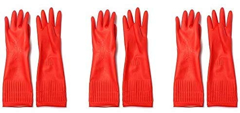 Bahob® 3 Paar Gummihandschuhe Geschirrspülen Haushalt Reinigungshandschuhe Anti-Rutsch-Design Schutzhandschuhe Indoor/Outdoor (3)