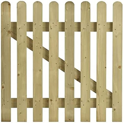 tradefirst Round Top Picket Garden Gates, Wooden Picket Fence Panels 3ft, Garden Gate 90cm Wide, FSC TANALISED Wooden Gate, Outdoor Gate H x L (90cm x 90cm)