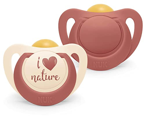 NUK for Nature chupete | 6-18 meses | Chupetes de caucho sostenibles | Producto fabricado con materias primas 98 % naturales | Aceptado por el 99 % de los bebés | Sin BPA | Rojo | 2 unidades
