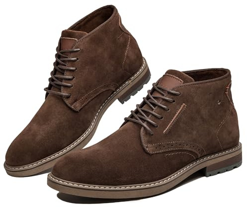 Arkbird Mens Chukka Dress Boots Genuine Leather Suede Classic Fashion Casual Ankle Lace-up Dress Boots for Men