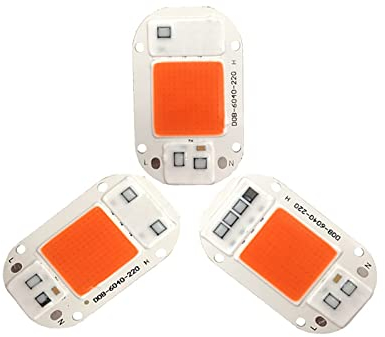 WANGCL 3PCS 50w Full Spectrum Led Grow Light AC 220V Led Chip de Fuente de luz para Plantas de Interior Veg y Bloom -Waveband 380-840nm