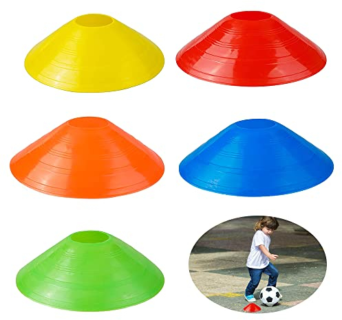 QUUPY 20 Stück Fußballkegel, Sport-Scheibenkegel, Agility-Training, Scheiben, Fußball, Basketball, Feld, Kegelmarkierungen, Outdoor-Spiele-Zubehör