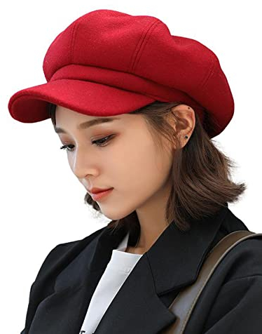 Idopy Damen Retro Peaked Ivy Newsboy Paperboy Baker Boy Beanie Gatsby Cabbie Painter Cap Hüte, rot, Einheitsgröße