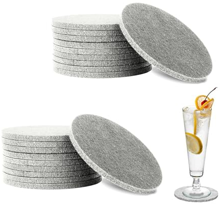 20 Stück Filzuntersetzer Rund Grau, Rund Untersetzer für Gläser Filzuntersetzer Glasuntersetzer Waschbare Filz Untersetzer für Becher, Bier, Tisch, Bar,Tassen, Bars-untersetzer gläser