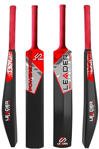 Leader Sportz Powerstrike Batte de cricket pour adultes | Batte de tennis en plastique lourd pour Gully Cricket | Match de tournoi standard | Batte de cricket de taille complète