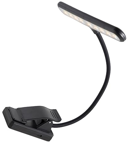 TOPPERFUN Lampe Led Notenpultlampe Dimmbarem Klavierlicht Zum Lesen Und Nachttischgebrauch Augenschonendes Licht Flexibler Schwanenhals Für Orchester Und Reisen