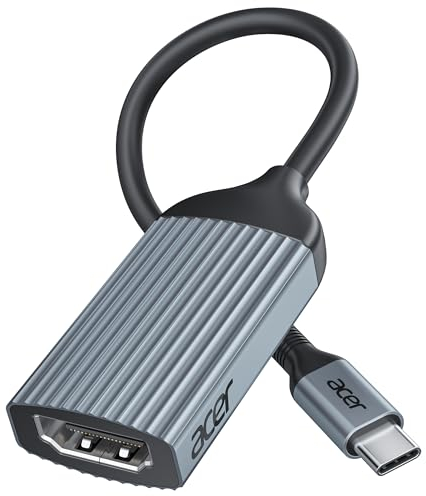 acer USB C auf HDMI Adapter 4K@60Hz aus Aluminium, Thunderbolt 3/4 kompatibel, kompakter Typ-C HDMI Adapter für iPhone 15/16 Serie, MacBook Pro/Air, iPad Pro/Air, iMac, Galaxy, Surface, Pixelbook usw.