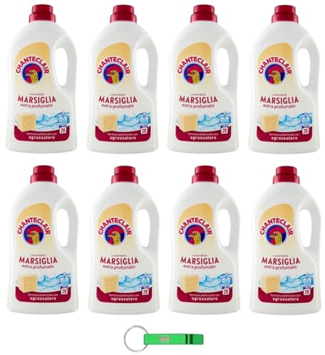 8x Chanteclair Lavatrice Marseille-Duft Detersivo Liquido - Flüssigwaschmittel für die Waschmaschine - Waschmittel Formel mit Entfetter 28 Wäschen 1260ml + Beni Culinari Kostenloser Schlüsselanhänger
