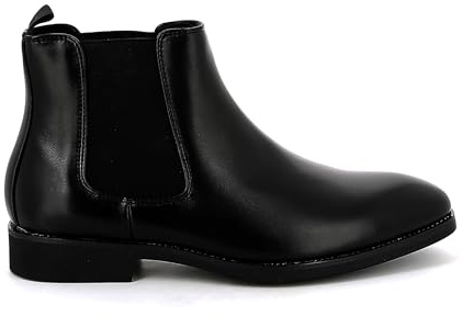 UOMO DESIGN - Stivaletti Chelsea eleganti in ecopelle o camoscio da uomo - Karl, Nero P, 42 EU