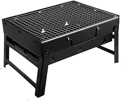 Parrilla de carbón plegable portátil de acero inoxidable para mini barbacoa, kit de herramientas para picnic al aire libre, playa, pequeño y compacto