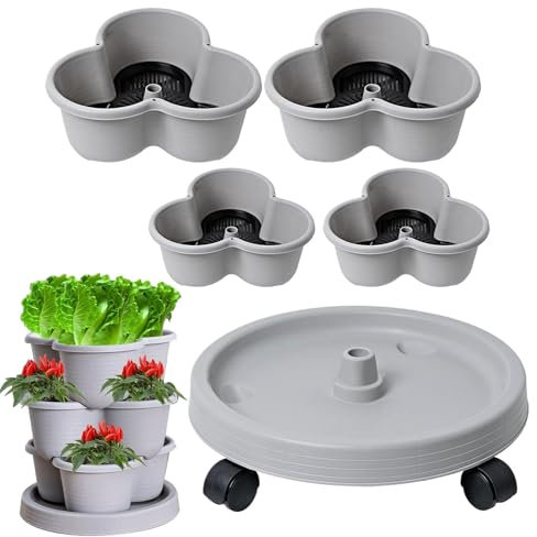 Generico Fioriera Verticale, Fioriera Alla Fragola All'aperto, Torre Da Giardino Esterno Impilabile, Pentole Da Giardinaggio A 4 Livelli Per Erbe, Fragola, Verdura