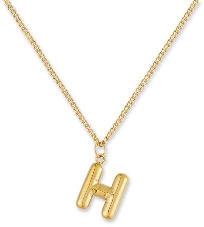 GD GOOD.designs Collar con Letra Dorado Bubble | Colgante con Inicial de Acero Inoxidable Chapado en Oro de 18K - Resistente al Agua & Hipoalergénico | Collar para Mujer H