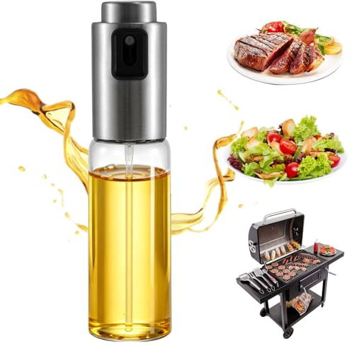 Luxvara 130ml Spruzzatore di Olio in Vetro, Nebulizzatore Olio con Dispenser a Pressione, Oliera Spray per Cucinare, Insalate, Barbecue e Cotture