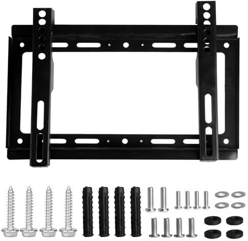 1 SetSupporto TV Parete, Supporto da Parete per TV LED/LCD/OLED da 14-42 Pollici, Supporto per Televisore a Paretes Regolabile, Porta Televisore a Muro, Staffa Vesa 200x200mm + Viti