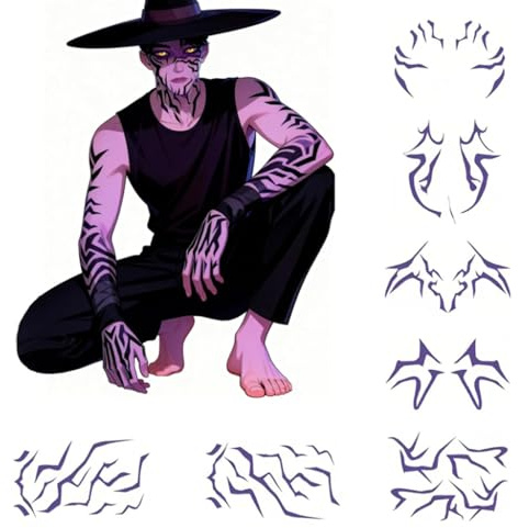 Tatuajes temporales Hunt, pegatinas de tatuajes temporales de demoios, accesorios de atrezo Resistentes al sudor y al agua para un aspecto realista Para cosplay, Halloween y maquillaje de fiesta