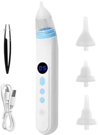 LAKPYN Aspirador nasal para bebe con 5 Niveles de Succión, Aspirador Nasal Bebe Electrico con Pantalla, Recargable Saca Mocos para Bebes, Función de Música