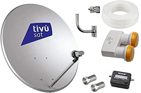 KIT SATELLITE:PARABOLA 80 CM+LNB 2 SATELLITI+CAVO+FINDER+STAFFA+SPINOTTI (CM 80)