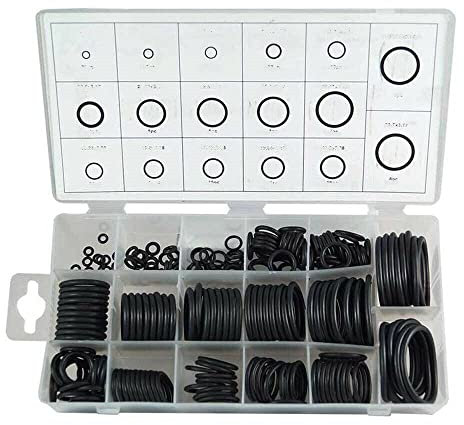 KIT 222 PZ GUARNIZIONI O'RING 17 MISURE DIVERSE ORING ANELLI GOMMINI