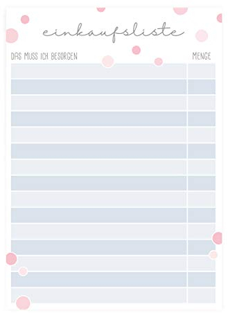 Einkaufsliste als Notizblock in praktischem DIN A6, Notizzettel klein liniert mit 60 Blättern zum Abreißen, praktische Einkaufszettel mit Vordruck