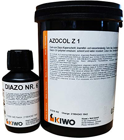 Kiwo | Azocol Z1 Screen Printing Stencil Emulsion | 900g Tub | Diazo No. 6 Sensitiser Included