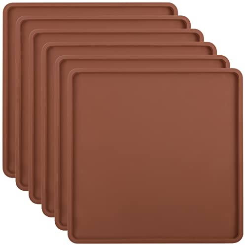 Aulock 6 Pcs Silicone Dehydrator Sheets with Edge, Non-Stick Silicone Tray Liner for 14 x 14 Trays, Reusable Dehydrator Mats Square Dryer Mats for Fruits Meat Vegetables Herbs