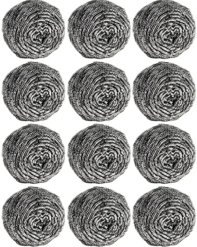 12Pcs Scourer Steel Wool Scrubber - Stainless Steel Wool for Cleaning Dishes Pans Pots Ovens Grills Scourers Pads for Kitchen Sinks Cleaning Steel Wool Pads Metal Scrubber 12 Pack