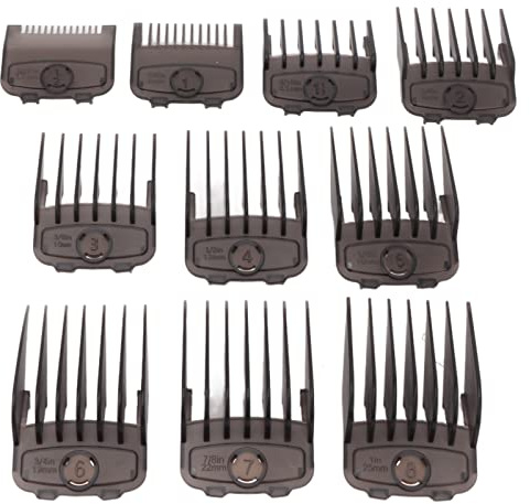 Peines Deslizantes para Cortapelos, 10 Uds., Peines para Cortapelos, Guías, Accesorio Totalmente Compatible, Recortadores de Pelo, Corte Negro