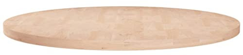 INLIFE Runde Tischplatte Ø80x2,5 cm Unbehandeltes Massivholz Eiche,Braun,10.1KG