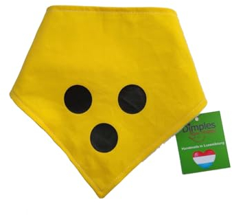 Dimples Hundehalstuch für Blindenhund - Gelb mit 3 schwarzen Punkten - Bitte Hund Nicht anfassen - Blinder Hund -Warn Halstuch für kleine mittlere und Grosse Hunde 40cm