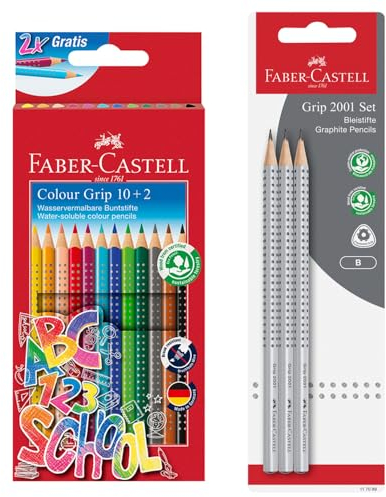 FABER-CASTELL 205227 - Stifte Set, 15-teilig, mit Buntstiften und Bleistifte, Set für Schulanfang