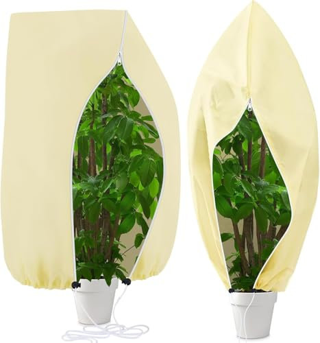 Voile d'Hivernage pour Plantes Extérieur 200x240 cm, 2 Pcs Housses de Protection Contre Le Gel, Couverture Végétale Protection pour Plantes, Toile Hivernage Plante Réutilisable avec Cordon de Serrage