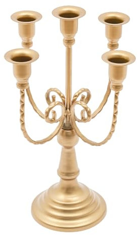 6 PCS Eisen Retro Kerzenhalter 5 Arme Tisch Kerzenhalter Kerzenständer für Hochzeiten, Verlobungen, Weihnachten Party Dekoration Kerzenständer (Gold)