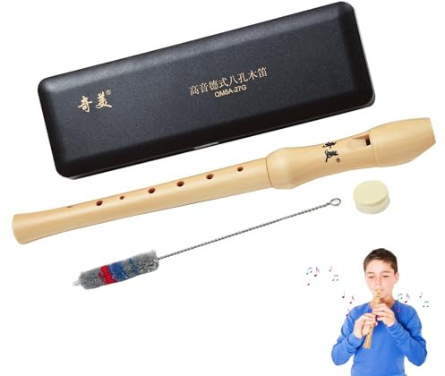 Blockflöte aus Holz,Deutsche 8-Loch-Holzflöte,Deutsche Griffweise,Flöte Kinder aus Premium Ahornholz， für Kinder Erwachsene Anfänger,Enthält Harzbox, Reinigungsstange, Schmieröl
