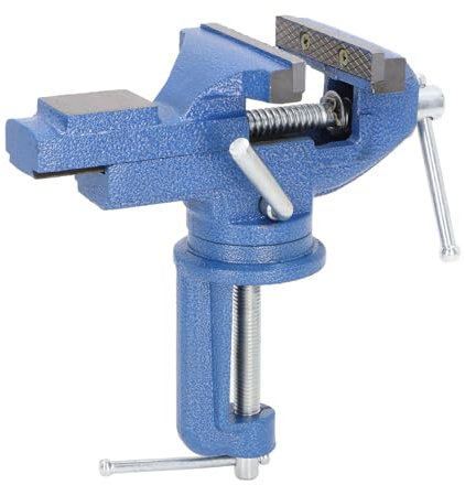 HAUTFENM Étau d'établi à mâchoires rotatives à 360°, Conception trempée, Construction en Acier C45, Surface projetée électrostatiquement, Largeur de mâchoires de 80 mm ou Serrage Polyvalent