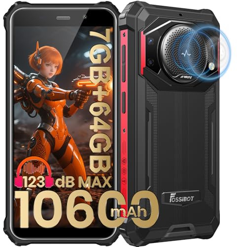 FOSSiBOT F101P Téléphone Portable Incassable 5.45'' Écran HD+, Haut-Parleur 123 DB, 7 Go+64 Go Expanded 1 to, 24MP, IP68/IP69 4G Dual Sim (Rouge)