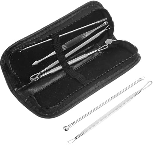 ULTECHNOVO Juego de 7 Piezas de Herramientas Compactas Portátiles para Eliminar Puntos Negros Extractor de Comedones Agujas de Acero Inoxidable Resistente al Desgaste Uso Diario para