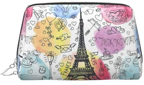 French Paris Tour Eiffel Sac à cosmétiques en cuir PVC pour femme Grande trousse de voyage