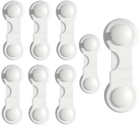 12 Pack Baby Proof Cabinet Locks – Child Safety Locks for Cabinets & Drawers, No Drill Child Cupboard Safety Locks for Kitchen, Adhesive Baby Proof Cupboard Locks for Children Safety