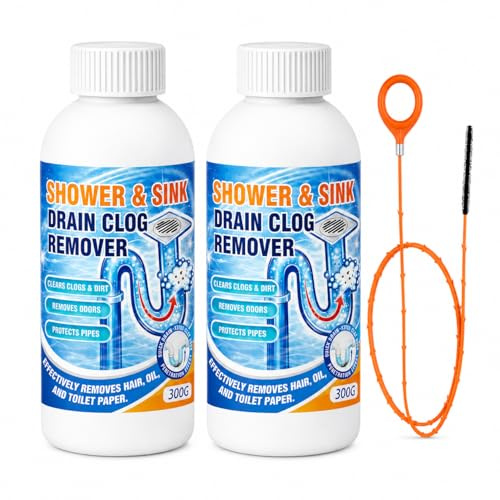 Disgorgante Liquido per Scarichi, 2 x 300 g Stura Lavandini e Scarichi con Sonda Arancione, Disgorgante Tubi per Lavello Cucina, Doccia, Bagno, Capelli, Grasso, Residui di Sapone e Cattivi Odori