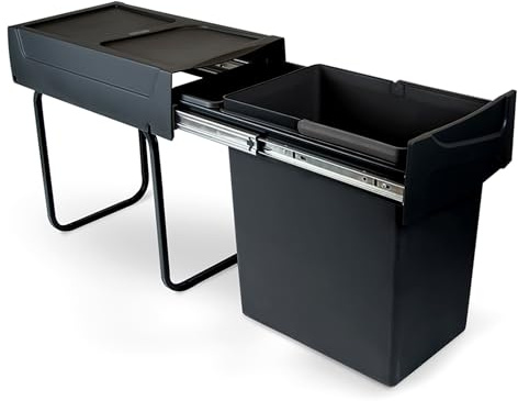Emuca - Recycling bin for lower mounting and manual pull-out in kitchen unit Recycle 1x20 litres