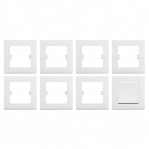 BRIOTA Finger Plates for Light Switches, Light Switch Cover White | 8Pcs Switch Covers for Sockets UK, Single Light Switch Surround Plate for Home Decoration & Wall Protection