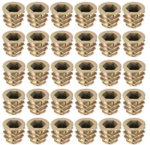 sourcing map Écrous Fileté Insert Vis Zinc Alliage Hex Prise M8 Filetage Interne 12mm Long Pour Meuble Bois 30pc