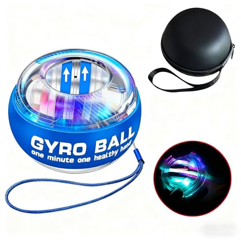 GOZATO Auto-Start - Palla giroscopica da polso con luci a LED, rinforzante per polso e avambraccio per rafforzare braccia, dita e muscoli