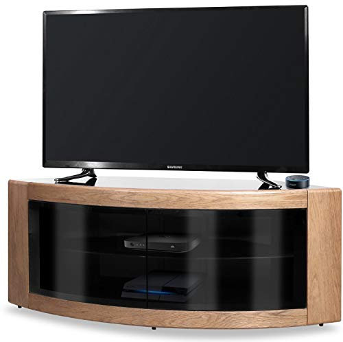 Homeology PANGEA Gloss Black Beam-Thru Curved Tru-Corner 32”-55” TV Cabinet
