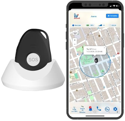 Localizador GPS Personas Mayores sin Cuotas, 4G, Botón SOS Emergencia, Detector de Caída, Teléfono, Avisos de Movimiento e Inactividad, APP Español, Colgante, 72h Batería, Dispositivo Family Care ELE2