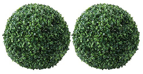 PRETYZOOM 2 Pièces Artificielle Buis Boule Topiaire Faux Plantes Boules Décoratives pour L'intérieur Jardin en Plein Air Accueil De Mariage Balcon Décoration De Jardin 18Cm