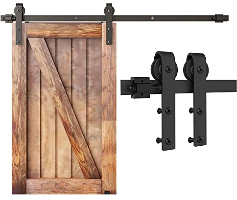 BONIKLUBA 4FT/122cm Mini Rail Porte Coulissante kit de Quincaillerie Suspendue Interieur pour Meuble TV à Porte Simple Petite Armoire (Pas de Porte D'armoire)